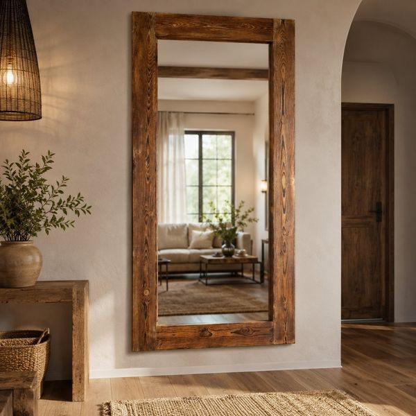 Massivholz-Spiegel HARMONY 180x90cm Pinie geflammt Wandspiegel Ganzkörperspiegel