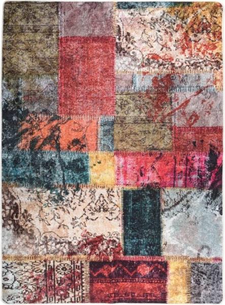 vidaXL Teppich Waschbar Patchwork Mehrfarbig 150x230 cm Rutschfest 373995