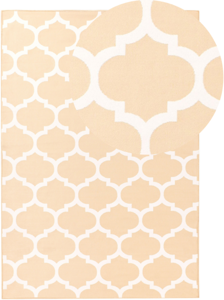 Teppich beige 140x200 cm marokkanisches Muster zweiseitig Kurzflor AKSU