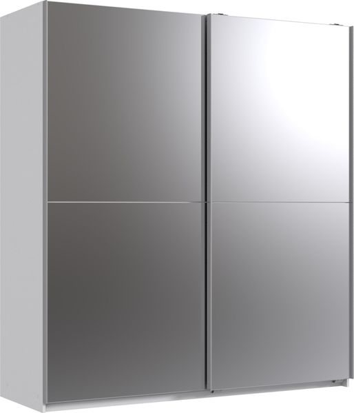 Kleiderschrank Queen in Weiß – Schwebetürenschrank in verschiedenen Größen mit 1 oder 2 Spiegeltüren - Breite 135 cm mit zwei Spiegeltüren