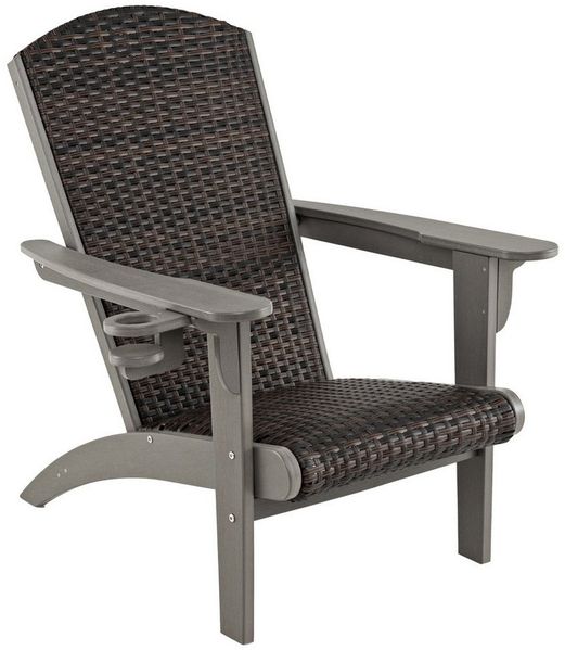 COSTWAY Gartenstuhl (1 St), Adirondack Stuhl aus HDPE, Rattan, gepolstert