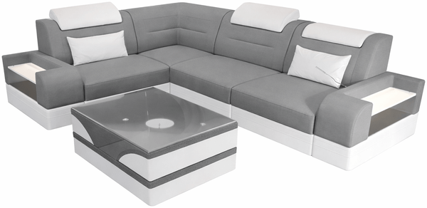 Polster Ecksofa Trivento L-Form Kurz – Modern & Bequem - Mikrofaserstoff - Elfenbein-Weiß - Links