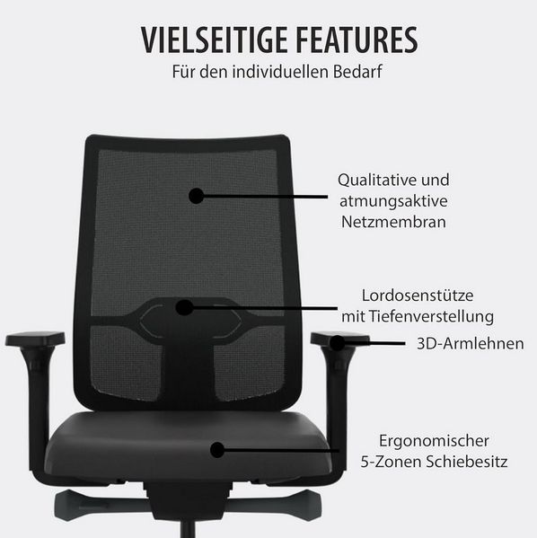 sedus Bürostuhl Sedus se:do Pro, Drehstuhl, Schwarz, bis 130kg Belastbar, ergonomisch