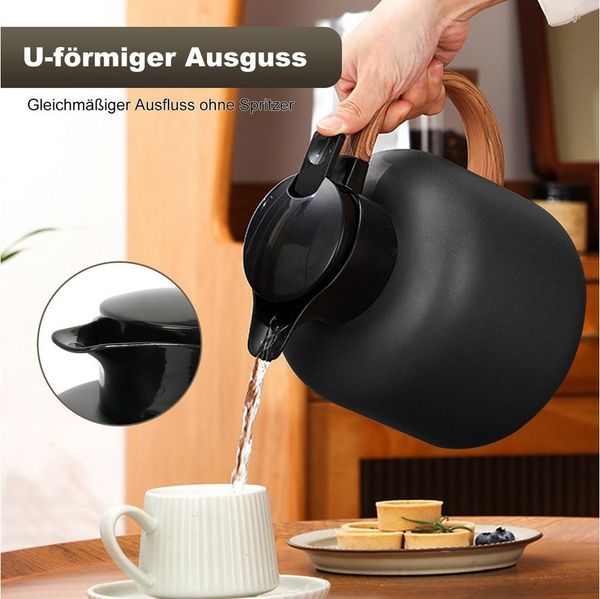 OSTWOLKE Isolierkanne 2L Thermoskanne Teekanne Edelstahl Doppelschicht 24h heiß & kalt, Quick Tip Verschluss, für Kaffee,Tee, Milch
