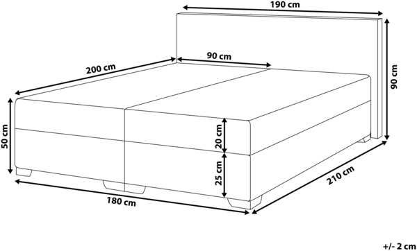 Boxspringbett 'President' Kunstleder, 180x200 cm, Hellgrau Bild 2
