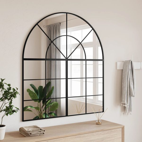 vidaXL Wandspiegel Schwarz 100x110 cm Gewölbt Eisen 3200612