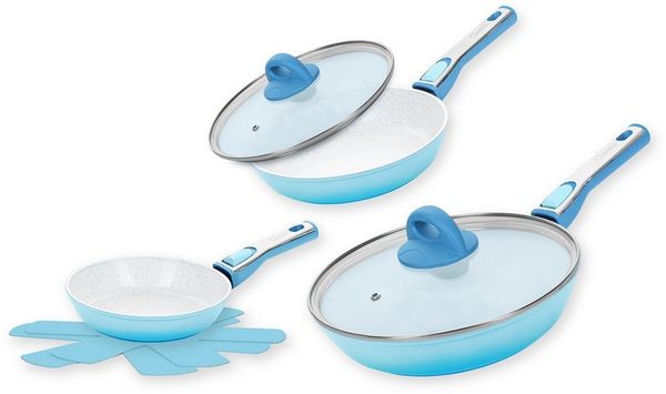 Genius Pfannen-Set Cerafit Revolution Keramik, 20 cm + 24 cm + 28 cm, Design-Glasdeckel, (SET 7tlg)