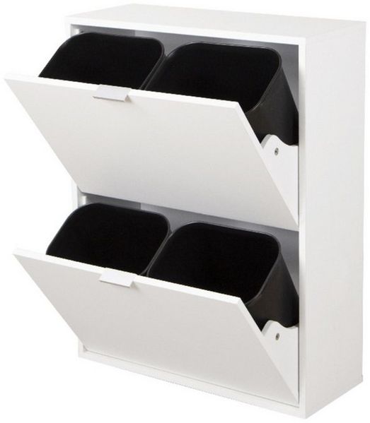 Happy Home Mülltrennsystem Platzsparender Mülleimerschrank mit 4 Einräumen für Mülltrennung