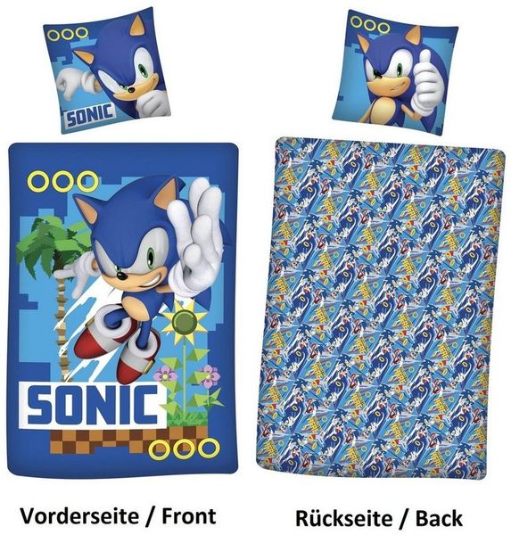 Sonic Bettwäsche für Kinder und Jugendliche 135x200 80x80 cm blaues Motiv mit Sonic aus 100% Baumwolle Bild 3