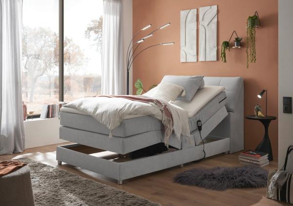 Boxspringbett Toulouse A von Ed Exciting Design Farbe Silber – Motor, Stauraum & Relaxfunktion H2