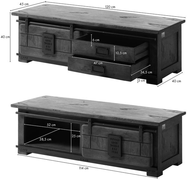 Garderobenbank Mango 120x45x40 braun lackiert RAILWAY #4011 Bild 8