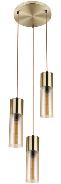 Hängeleuchte, Messing, Glas, amber-farben, H 150 cm, ANNIKA