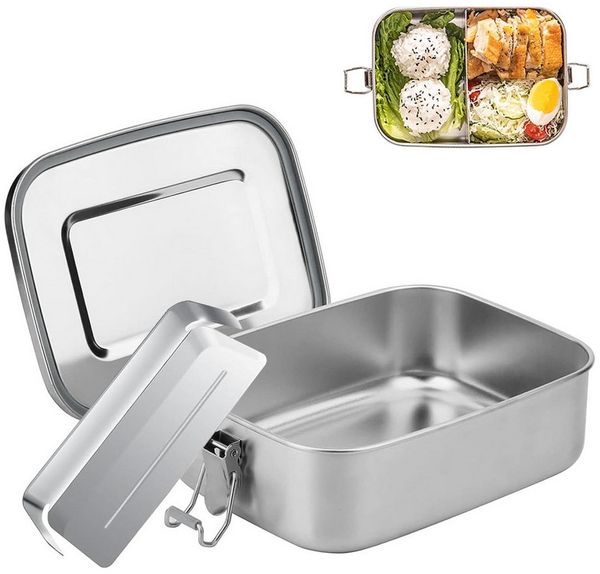 OSTWOLKE Lunchbox 850ml/1400ml Brotdose Edelstahl Auslaufsicher BPA frei mit Fächern, (1-tlg), für Erwachsene & Kinder