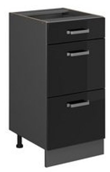 Küchenunterschrank R-Line Schwarz Hochglanz 40 cm mit Schubladen, ohne Arbeitsplatte Vicco Bild 6