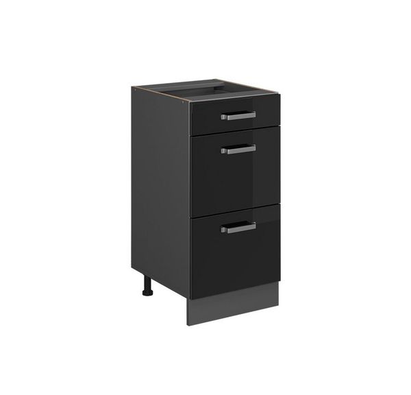Küchenunterschrank R-Line Schwarz Hochglanz 40 cm mit Schubladen, ohne Arbeitsplatte Vicco Bild 5