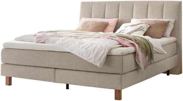Reina Boxspringbett braun Eiche MassivholzPolyester/Polyamid/Viskose 214cm x 163cm x 115cm