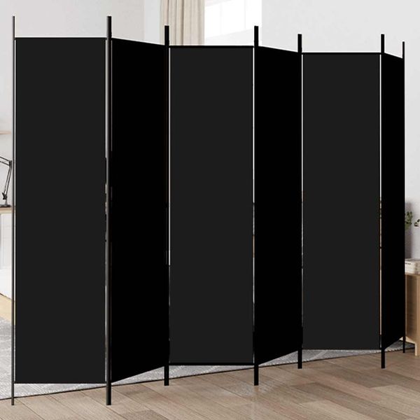 vidaXL 6-tlg. Paravent Schwarz 300x200 cm Stoff 350193