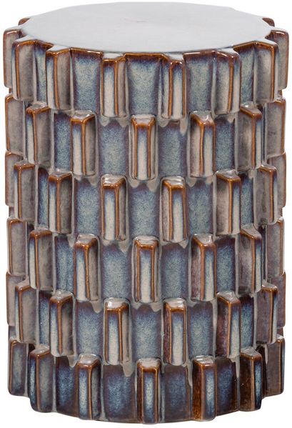 Beistelltisch Axu - Keramik Grau / Blau, Ø 35 cm