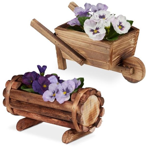 Relaxdays Pflanzengefäß Holz 2er Set