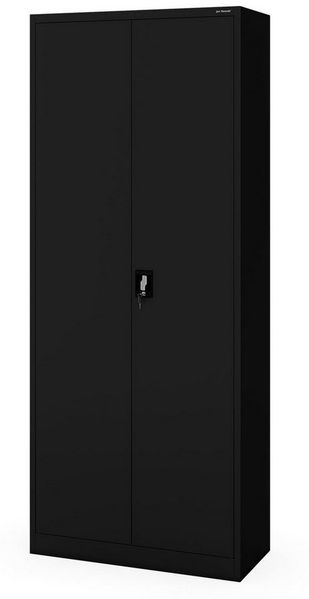 Jan Nowak Aktenschrank aus Metall abschließbar Büroschrank Metall hoch Werkstattschrank Metall Dokumentenschrank Büro 220 x 90 x 40 cm mit 5 verstellbaren Fachböden Schwarz