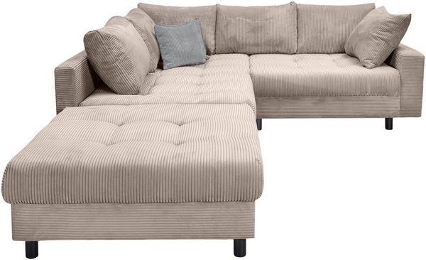 COLLECTION AB Ecksofa Toni L-Form, B: 215 cm, Set: Sofa & Hocker, 2 Zierkissen, Federkern