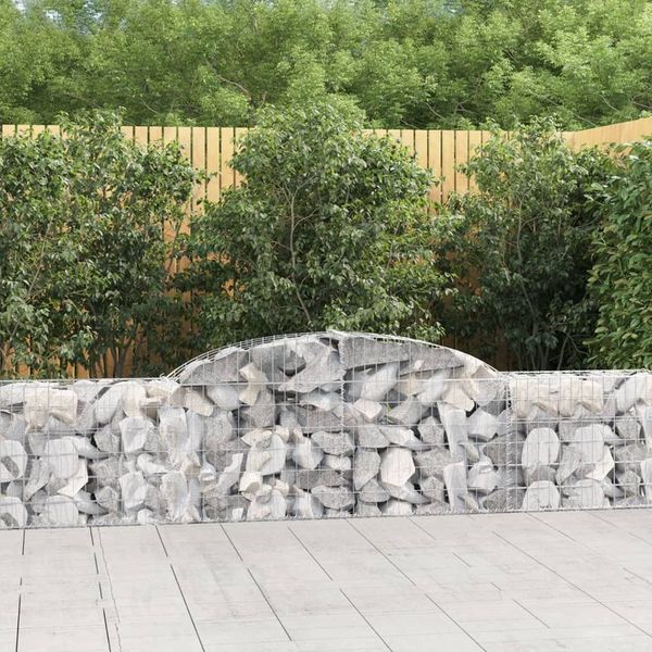 vidaXL Gabione mit Hochbogen 300x30x60/80 cm Verzinktes Eisen 153503