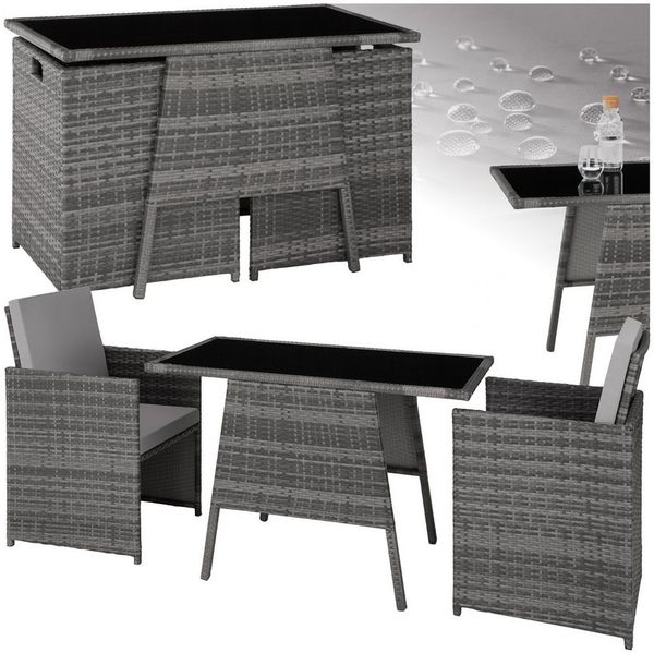 tectake Sitzgruppe Rattan Sitzgruppe, (Set, 3-tlg), für 2 Personen