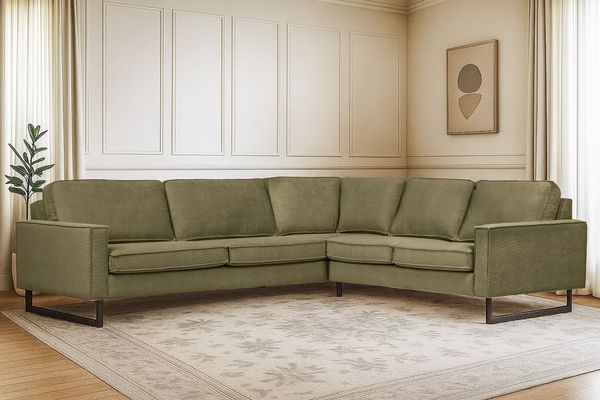 Home affaire Ecksofa Pinto, XXL, 250/290 cm, langer Schenkel, Ottomane, Cord, Chenille, Lederoptik, mit Keder, Metallfüße, Wellenunterfederung