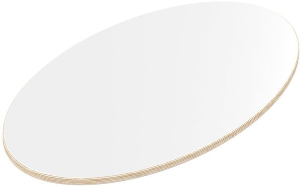 Multiplexplatte Holzplatte Tischplatte Ellipse melaminbeschichtet weiß - Größe 100 x 80 cm - Höhe 1,8 cm - Farbe weiß