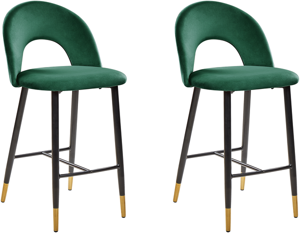 Set mit 2 Barstühlen FALTON Samtstoff Smaragdgrün