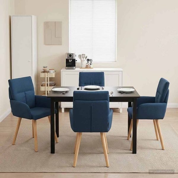 vidaXL Esszimmerstühle 4 pcs Stoff Blau 60 x 56 x 96 cm 3428364