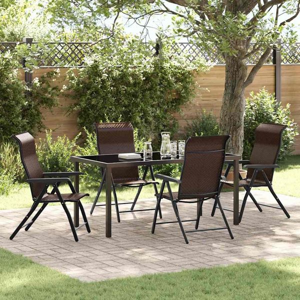 vidaXL Garten Essgruppe 5 pcs Braun Pulverbeschichteter Stahl 3379264