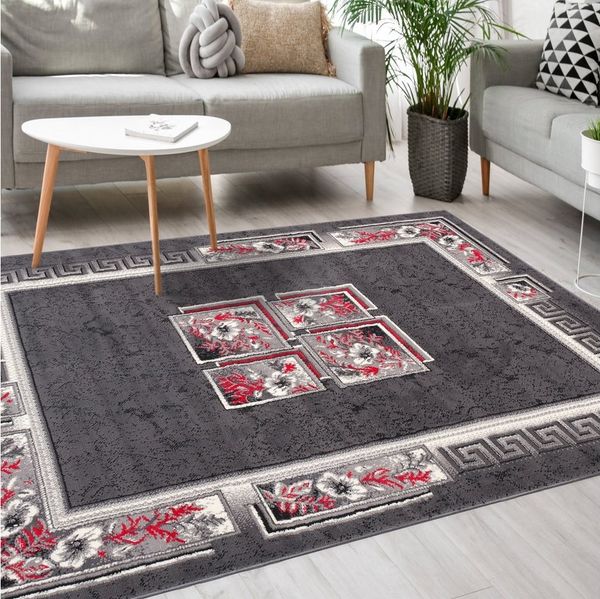 Mazovia Designteppich Modern Teppich Kurzflor Wohnzimmerteppich Robust und pflegeleicht GRAU, 80 x 150 cm, Fußbodenheizung,Allergiker geeignet,Farbecht,Pflegeleicht,Geometrisch