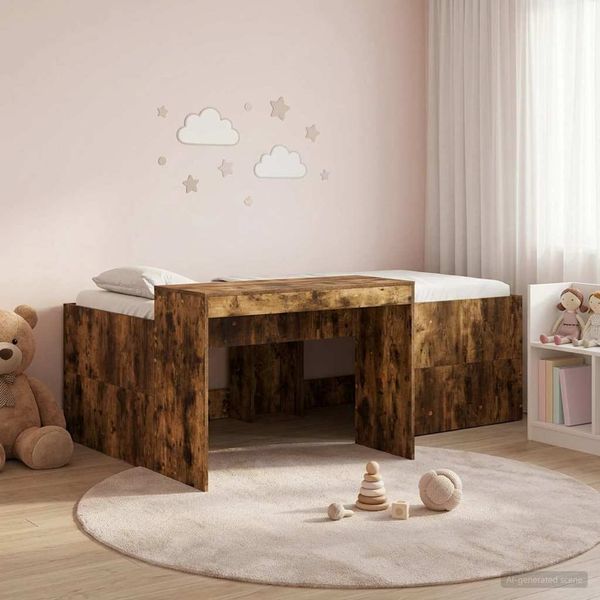 vidaXL Hochbett mit Schreibtisch für Kinder Geräucherte Eiche 3422647