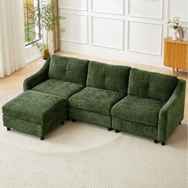 Jiexi Wohnlandschaft Ecksofa Mit Schlaffunktion Kordsofa, L oder U Form Couch