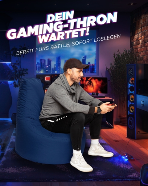 Patchhome Gamer Sitzsack, bereits befüllt, Polyester marine, Ø 75 cm Bild 2