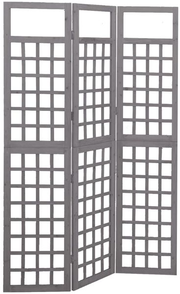 vidaXL Spalier/Paravent 3-teilig Massivholz Tanne Grau 121x180 cm 316486