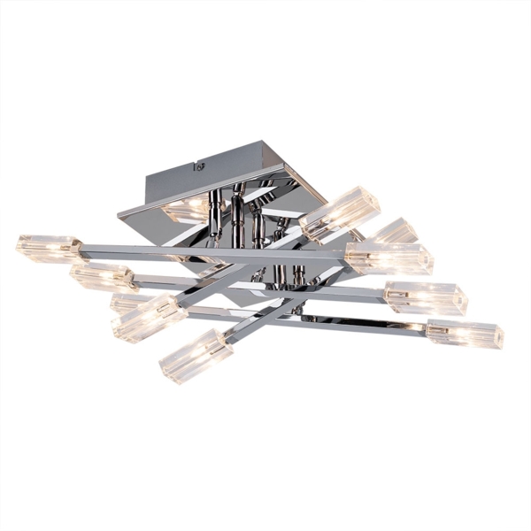 Deckenlampe, Glas, Chrom, Metall, klar, H 28cm