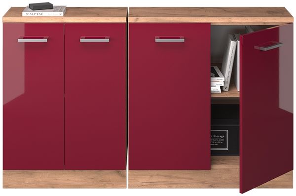 Küchenschrank für Dachschrägen R-Line Rot Hochglanz 140 cm 2er Set Schrankkorpuss 60 cm Tiefe Vicco Bild 5
