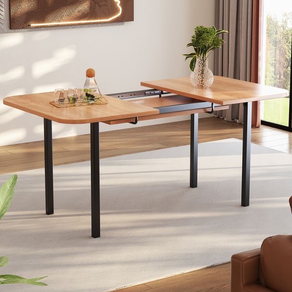 Ausziehbarer Esstisch 120/160x80x75 cm, American White Oak Optik