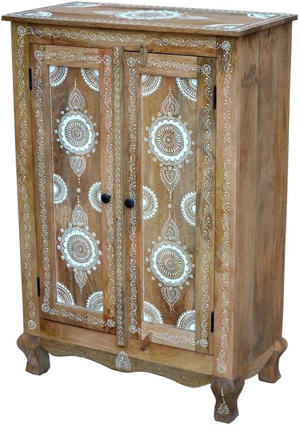Highboard >Sharma< in Braun, Mangoholz - 80x120x40cm (BxHxT)