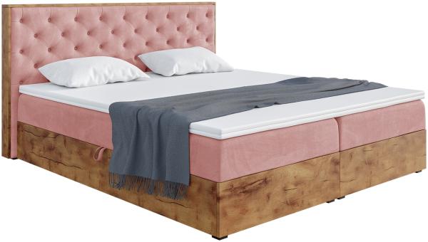 MEBLINI Boxspringbett LOFTY 3 120x200 cm mit Bettkasten - H3/Rosa Samt Polsterbett - Doppelbett mit Topper & Taschenfederkern-Matratze Bild 2