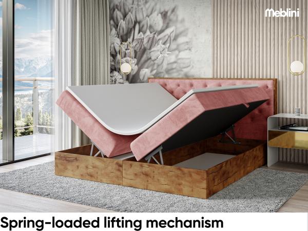 MEBLINI Boxspringbett LOFTY 3 120x200 cm mit Bettkasten - H3/Rosa Samt Polsterbett - Doppelbett mit Topper & Taschenfederkern-Matratze Bild 4