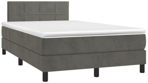 Boxspringbett mit Matratze & LED Dunkelgrau 120x190 cm Samt (Farbe: Grau)