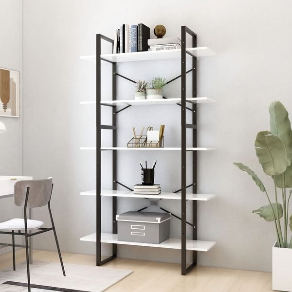 vidaXL Bücherregal 5 Fächer Weiß 100x30x175 cm Holzwerkstoff 3081998