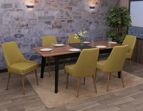 6er-Set Esszimmerstuhl HWC-O27, Küchenstuhl Polsterstuhl Stuhl, Stoff/Textil (280g/m²) Metall ~ grün