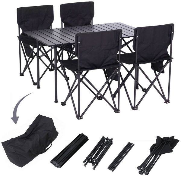 MCW Sitzgruppe MCW-Q39, (5-tlg), Integrierte Seitentasche am Stuhl