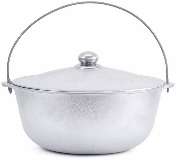 BIG-PAN Schmortopf 6L Kasan Aluminium aus Aluguss mit Bügel Deckel, Aluminium