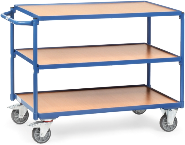 Fetra Tischwagen mit Holzwerkstoffplatten 3 Etagen mit rechteckige Ladeflächen 850x500mm