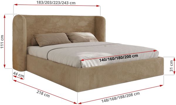 Polsterbett Bett mit Holzlattenrost Schlafzimmer Bett Doppelbett gepolstertes Kopfteil Multipocket Matratze - EMORA CLASSIC - 200x200 cm - Beige Plüsch - ELORI LUX Bild 4